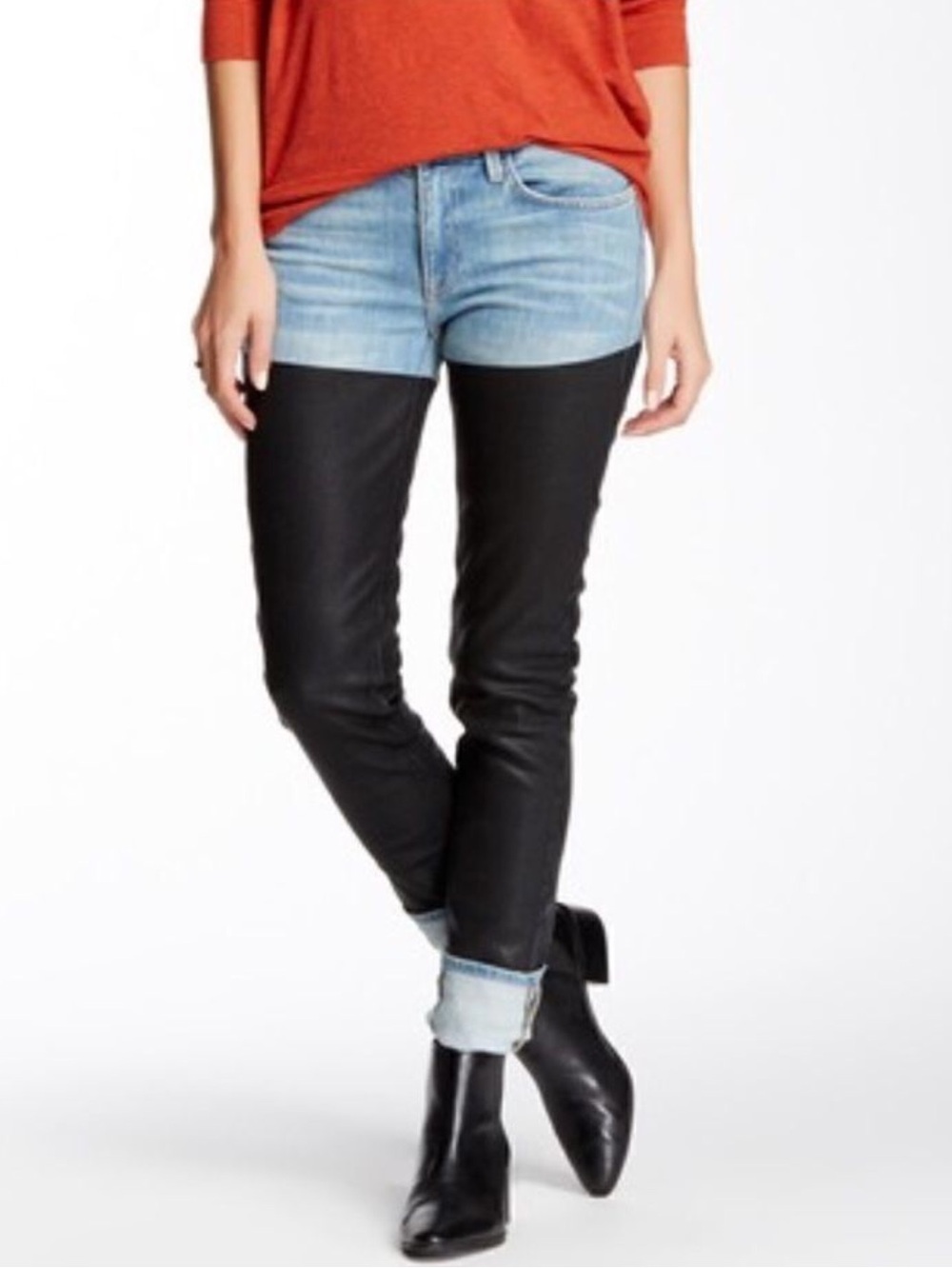 Wildfox Two-Tone Black and Light Blue Skinny Jeans New Size 26